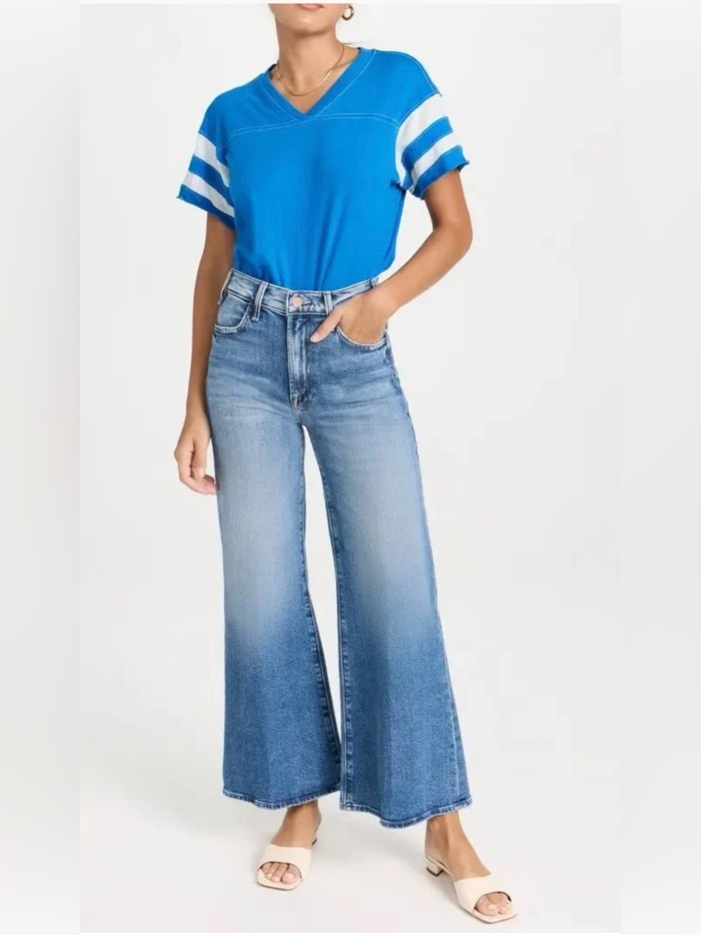 MOTHER Hustler Roller Ankle Wide-Leg Jeans High on the Hog 27